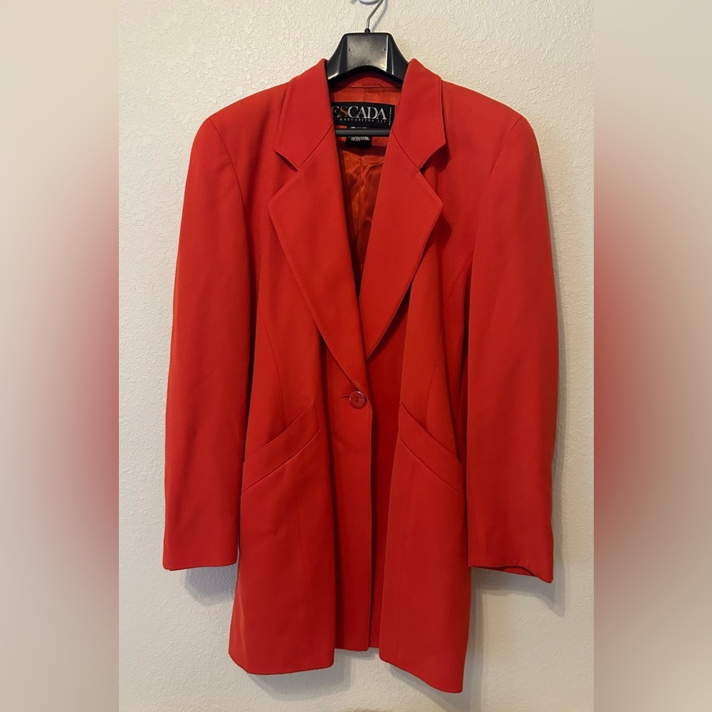 Escada Wool Blazer in Red with Red Buttons size EU 40 US 8